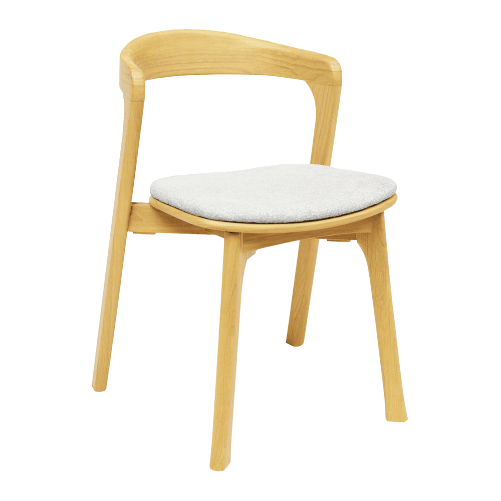 Nina Stacking Side Chair Natural Oak White Seat Pad