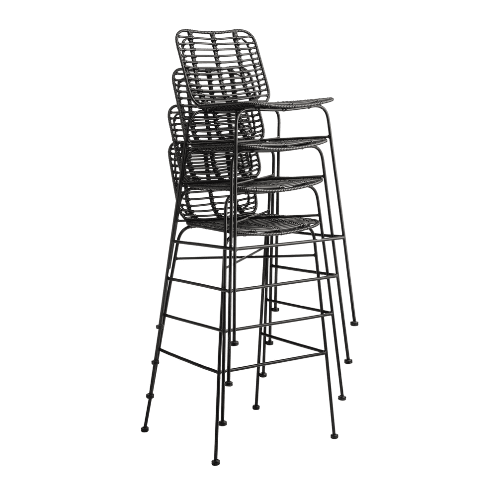 Palm Stacking Bar Stool Black Stacking