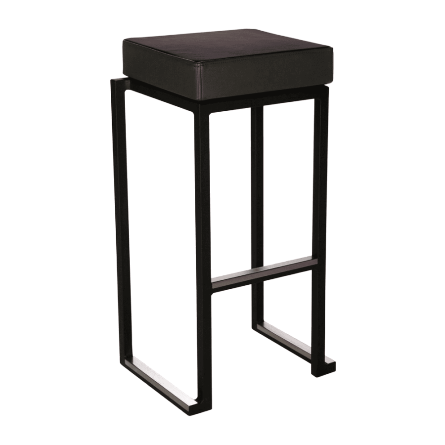 Kubo Smart Bar Stool Black Frame Black Faux Leather Seat Pad