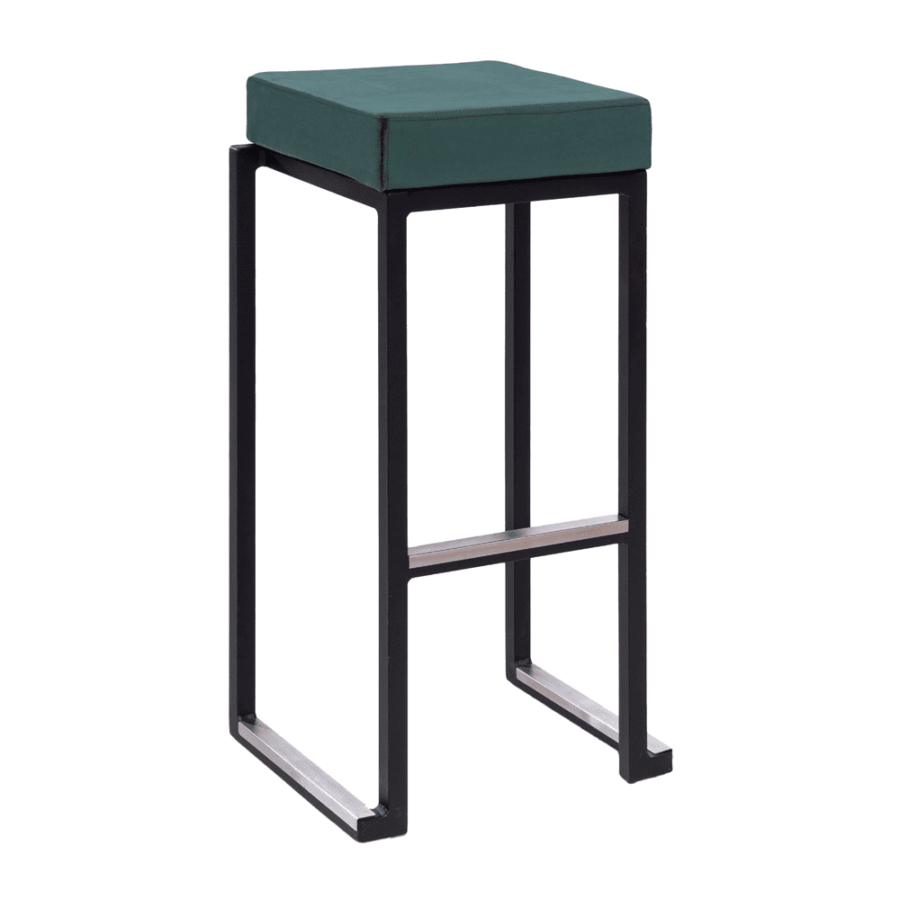 Kubo Smart Bar Stool Black Frame Green Velvet Seat Pad