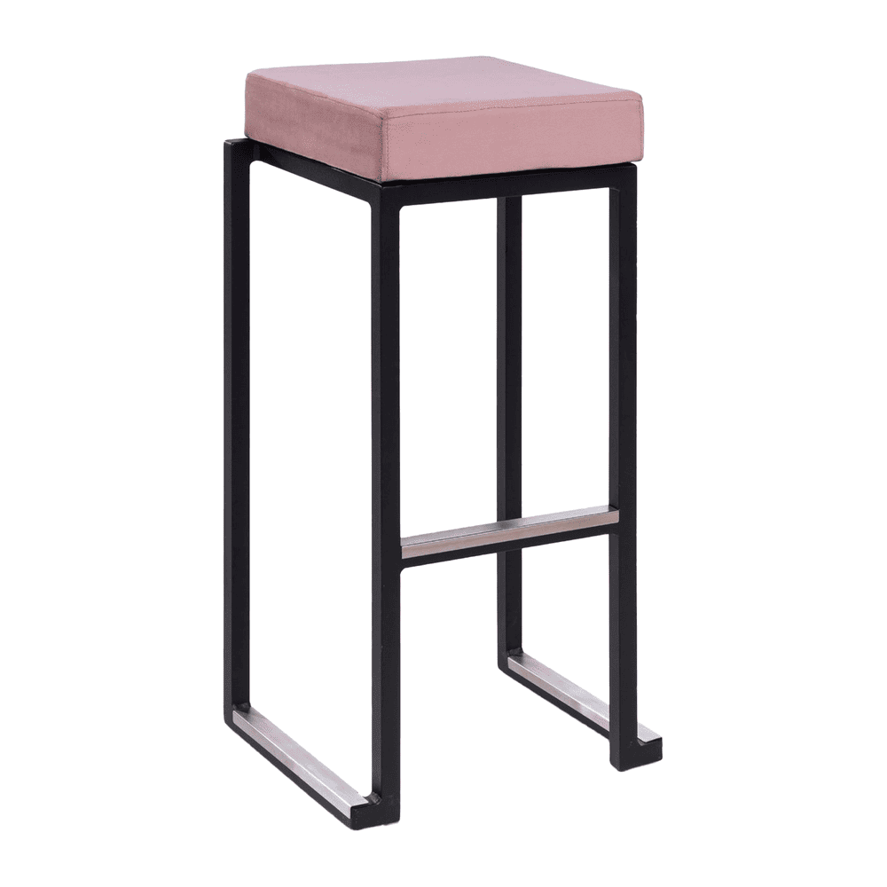 Kubo Smart Bar Stool Black Frame Pink Velvet Seat Pad