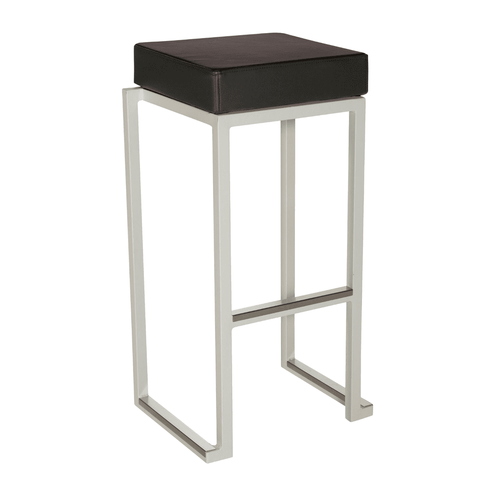 Kubo Smart Bar Stool White Frame Black Faux Leather Seat Pad