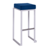 Kubo Smart Bar Stool White Frame Blue Velvet Seat Pad