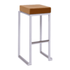 Kubo Smart Bar Stool White Frame Gold Velvet Seat Pad
