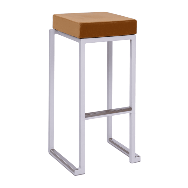 Kubo Smart Bar Stool White Frame Gold Velvet Seat Pad