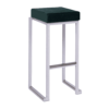 Kubo Smart Bar Stool White Frame Green Velvet Seat Pad