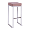 Kubo Smart Bar Stool White Frame Pink Velvet Seat Pad