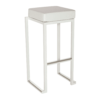 Kubo Smart Bar Stool White Frame White Faux Leather Seat Pad