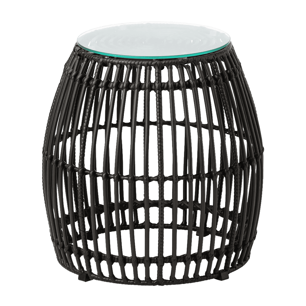Palm Stacking Side Table Black Glass Top