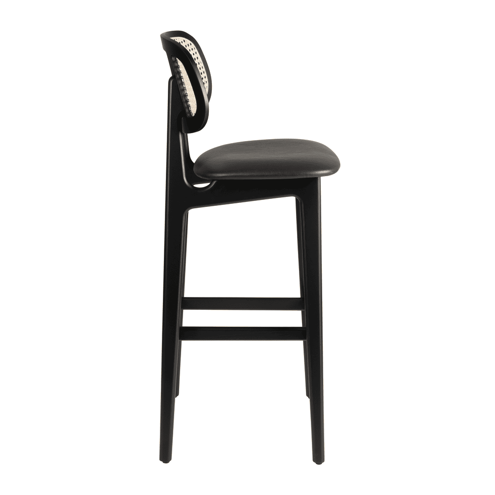 Relish Bar Stool Black Rattan Black Seat Side