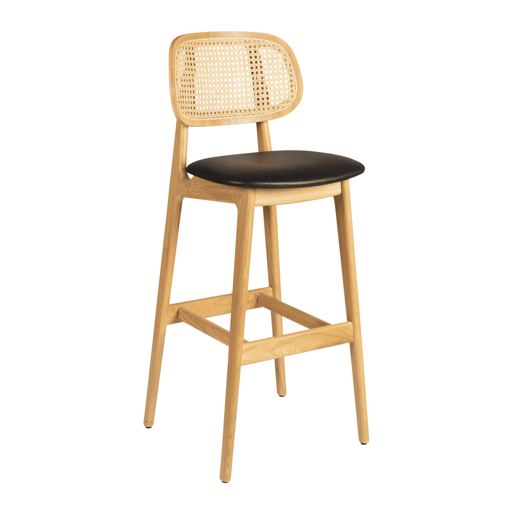 Relish Bar Stool Oak Rattan Black Seat