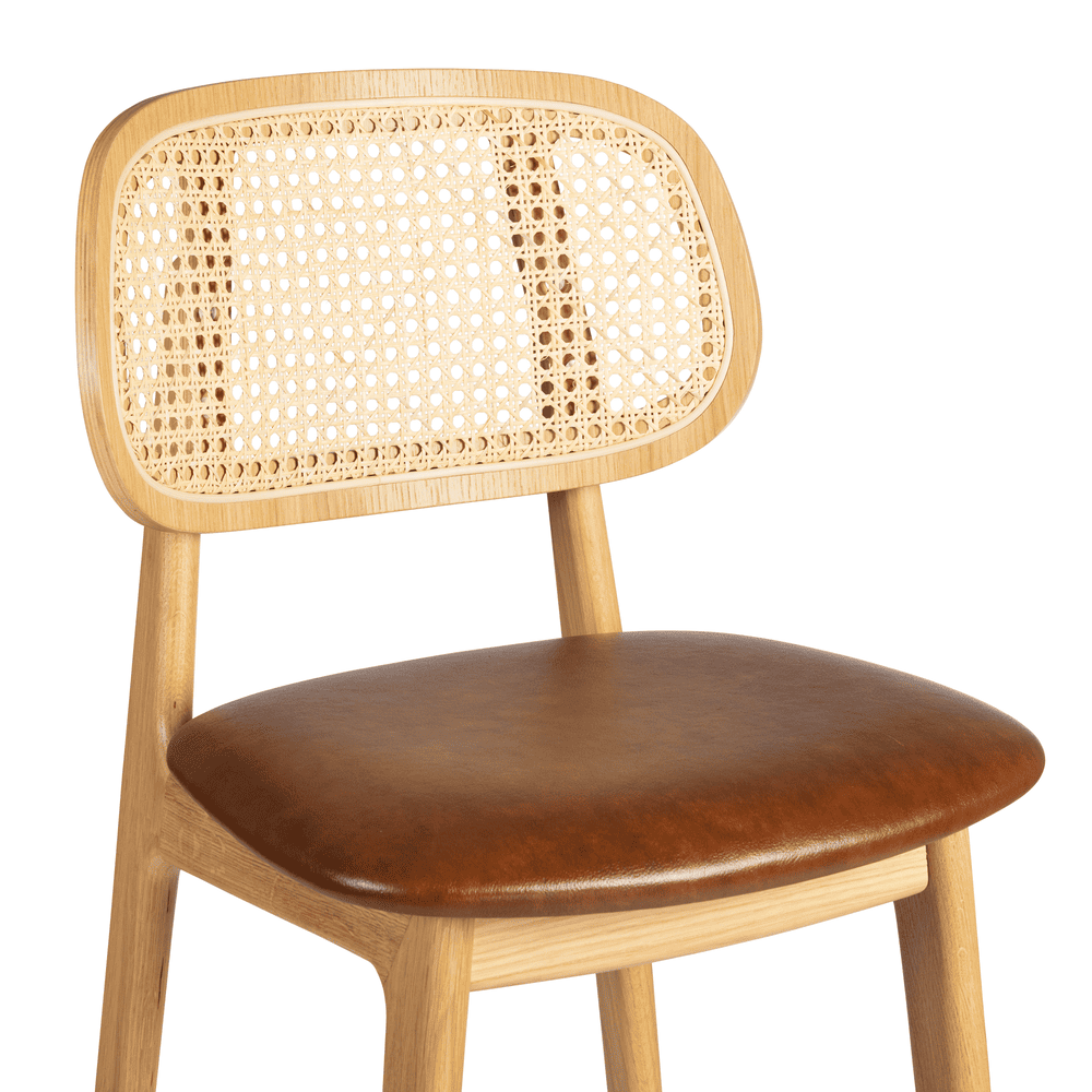 Relish Bar Stool Oak Rattan Seat Pad Detail1