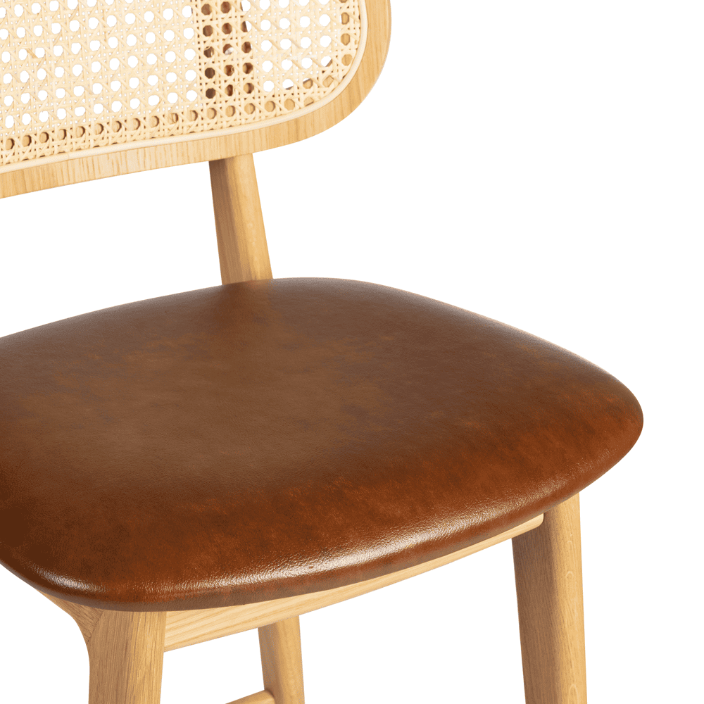 Relish Bar Stool Oak Rattan Seat Pad Detail3