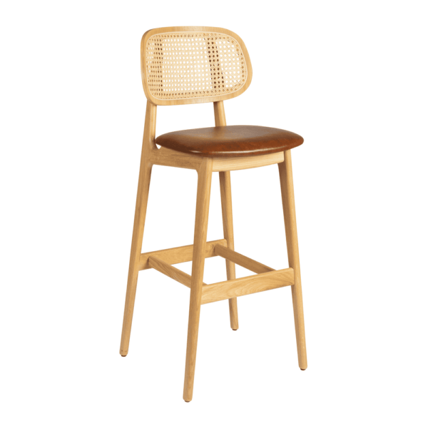 Relish Bar Stool Oak Rattan Tan Seat