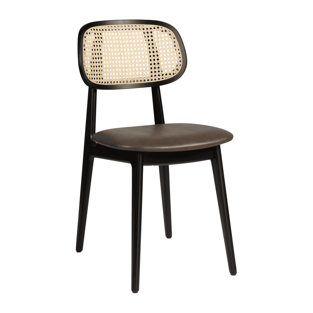 Relish Side Chair Black Rattan Brown Seat