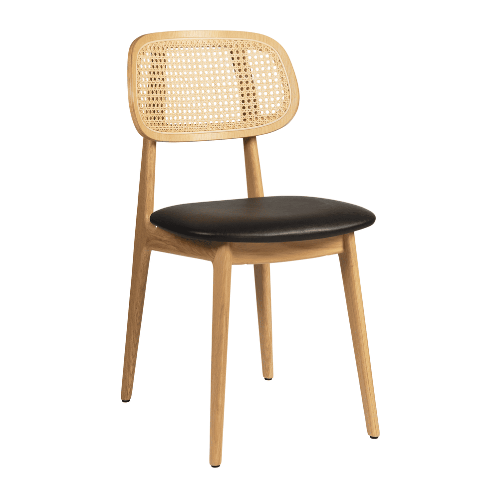 Relish Side Chair Oak Rattan Black Seat