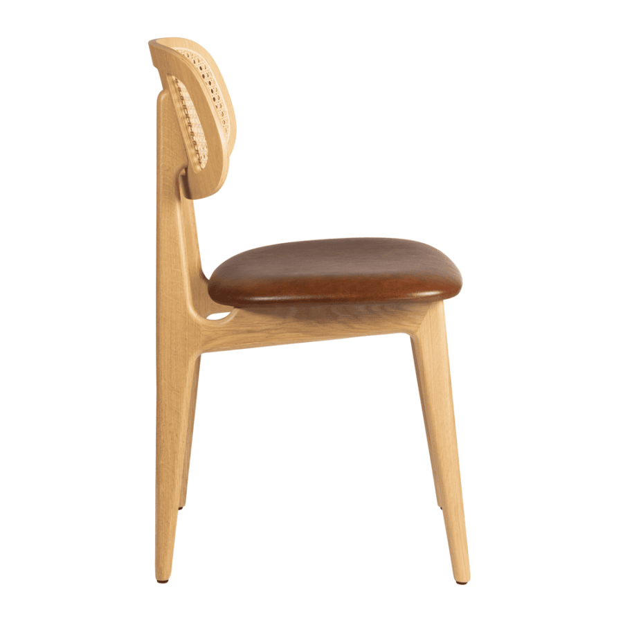 Relish Side Chair Oak Rattan Tan Seat Side