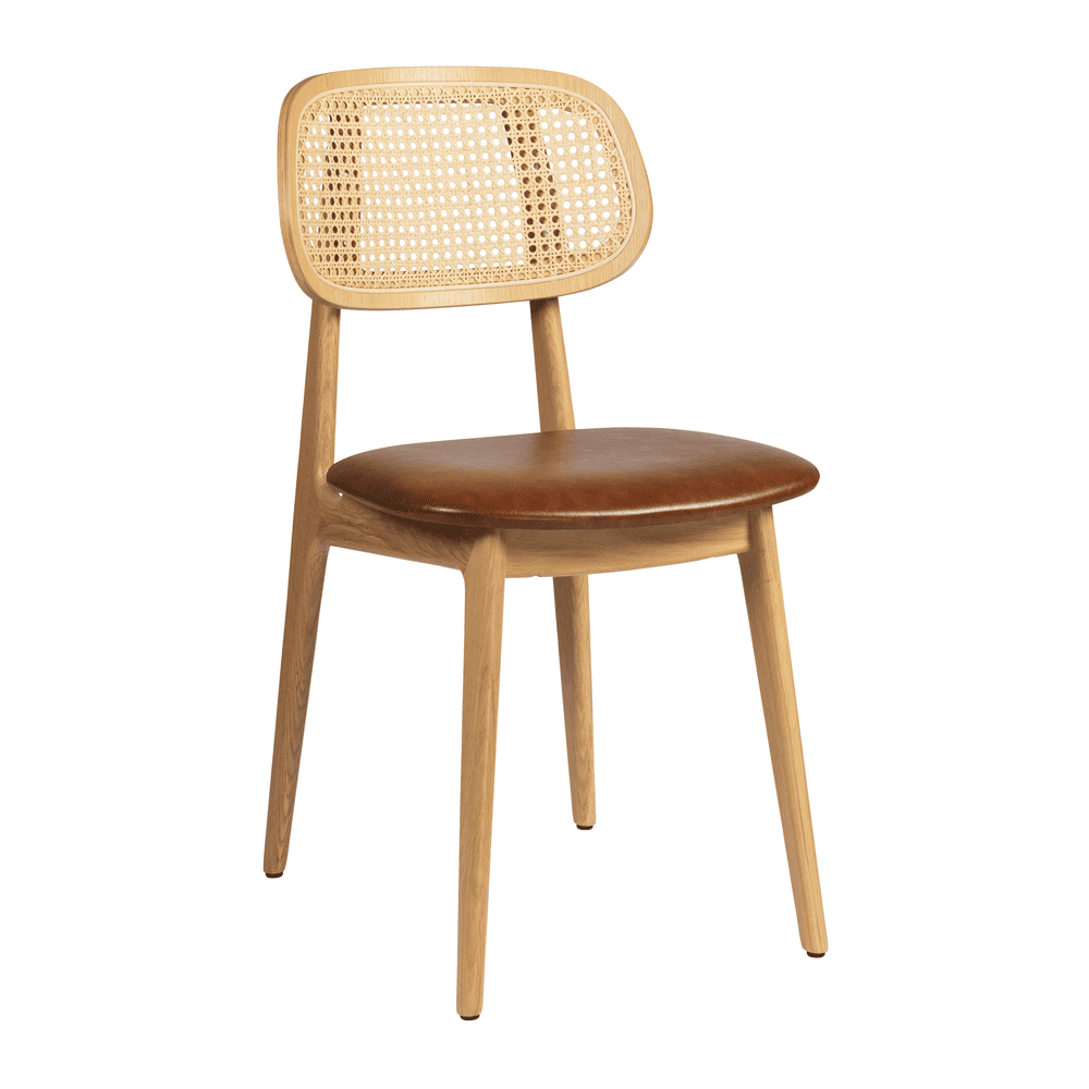 Relish Side Chair Oak Rattan Tan Seat