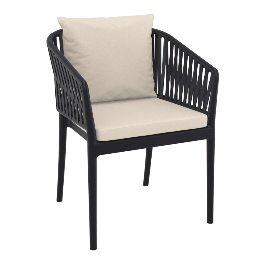Portofino Armchair Black Backrest Cushion Beige