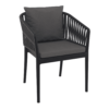 Portofino Armchair Black Backrest Cushion Dark Grey