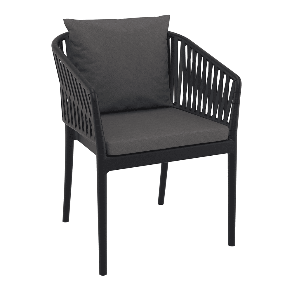 Portofino Armchair Black Backrest Cushion Dark Grey