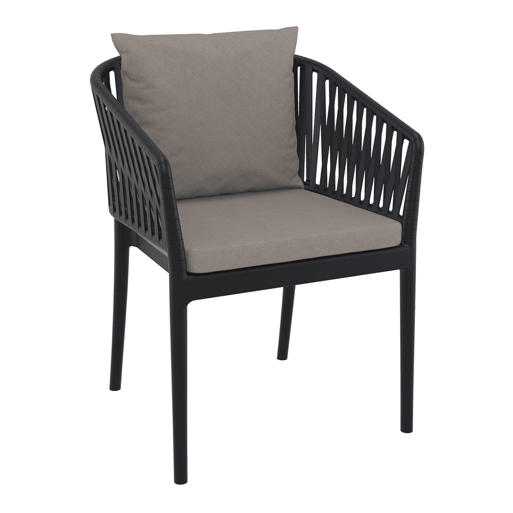 Portofino Armchair Black Backrest Cushion Light Brown