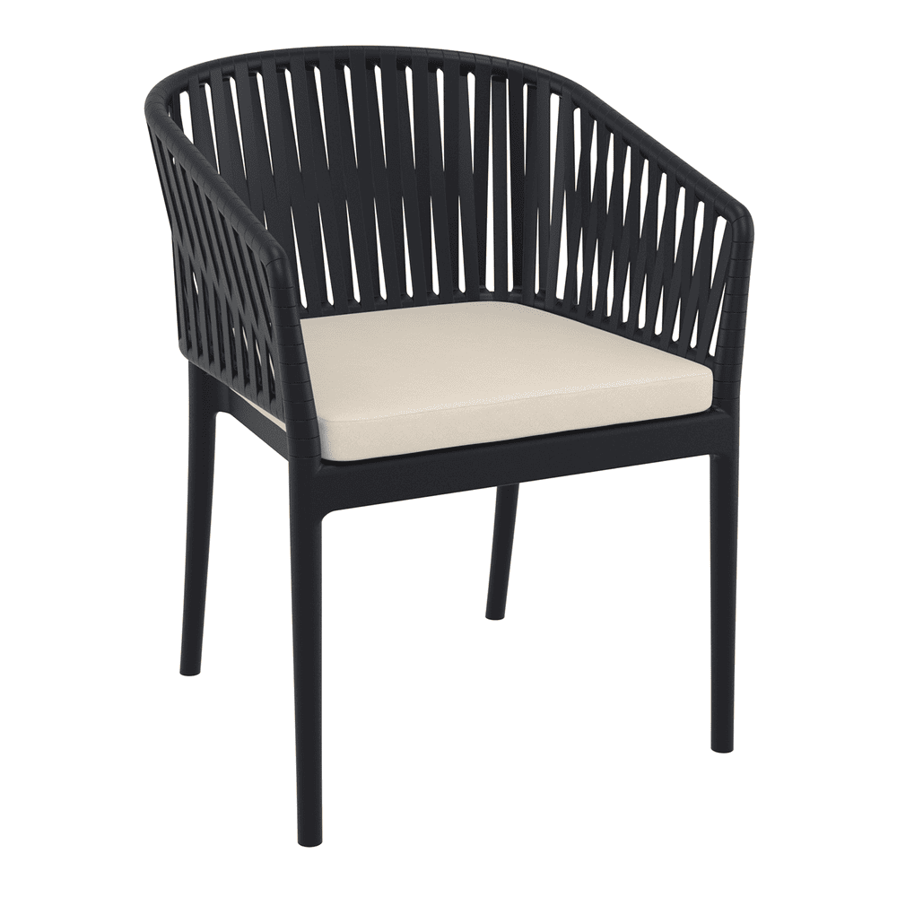 Portofino Armchair Black Seat Cushion Beige