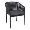 Portofino Armchair Black Seat Cushion Dark Grey