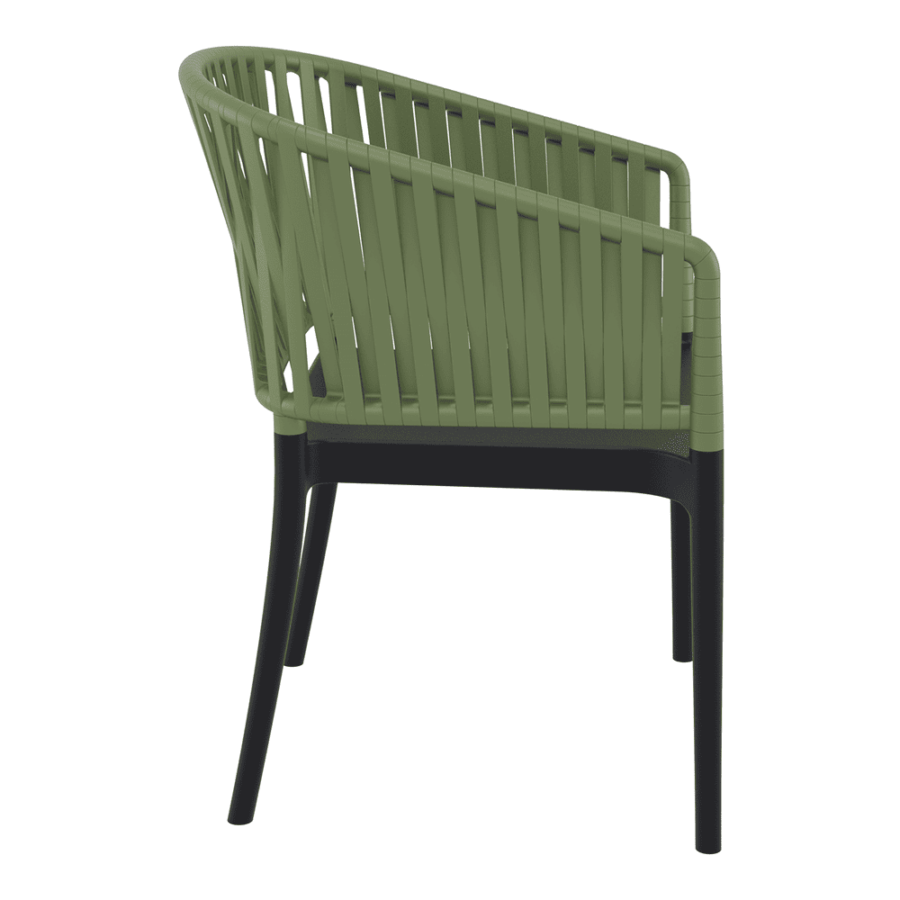 Portofino Armchair Olive Green Black Side