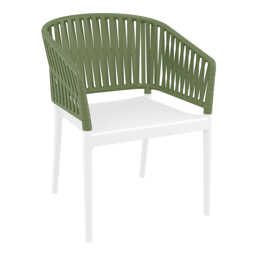 Portofino Armchair Olive Green White