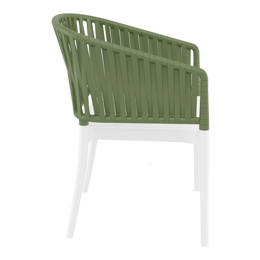 Portofino Armchair Olive Green White Side