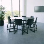 Linea Dining Table Round 180cm Dia Black Black Mfc Top Insitu 1