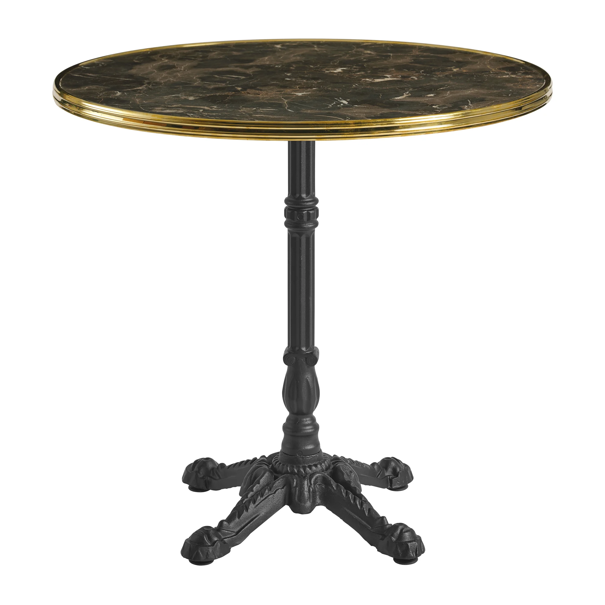 Parisian Dining Height Table Round Dark Marble Gold Rim Nevada Table Base