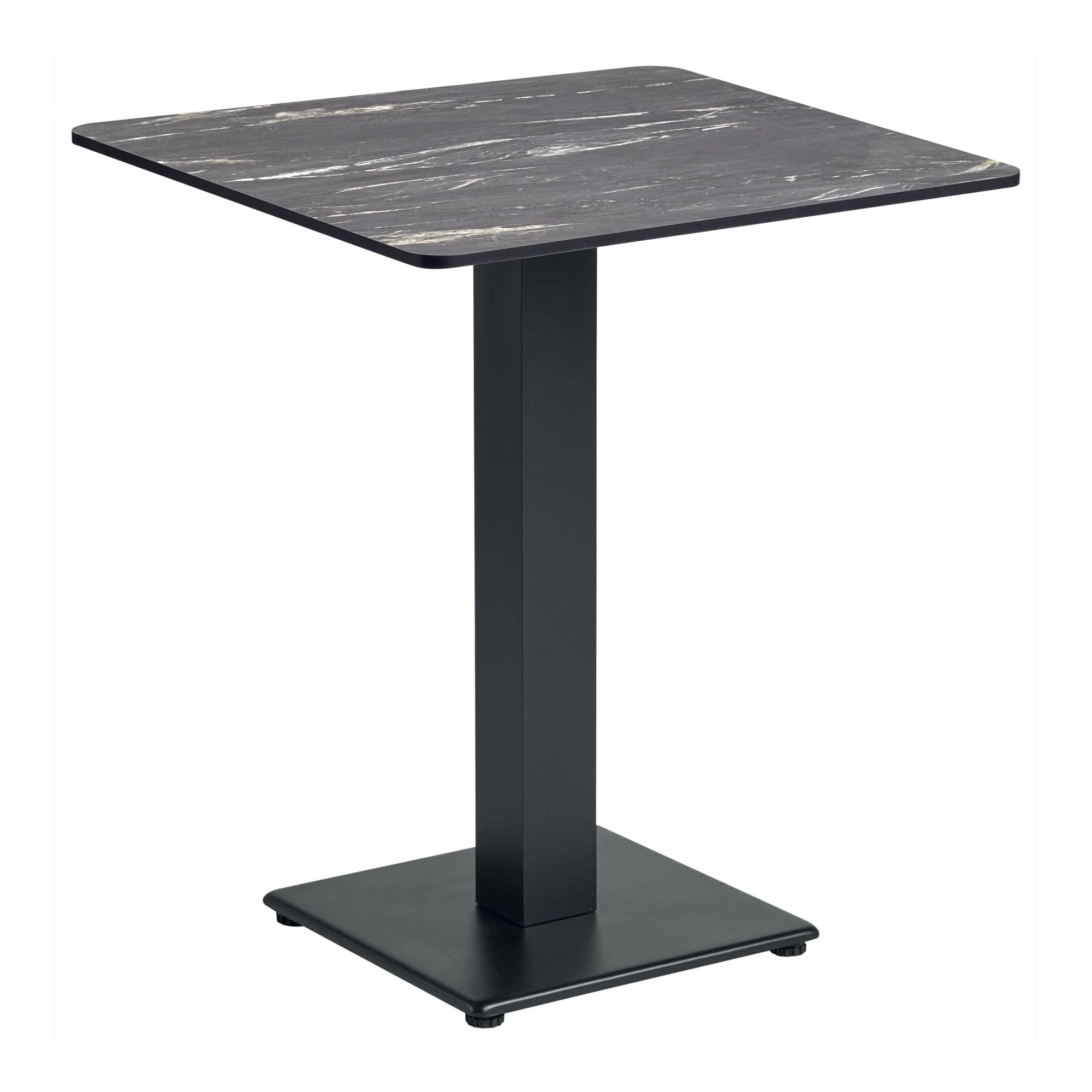 Extrema Dining Height Table Black Marble Textured Anzio Small Square Base Black