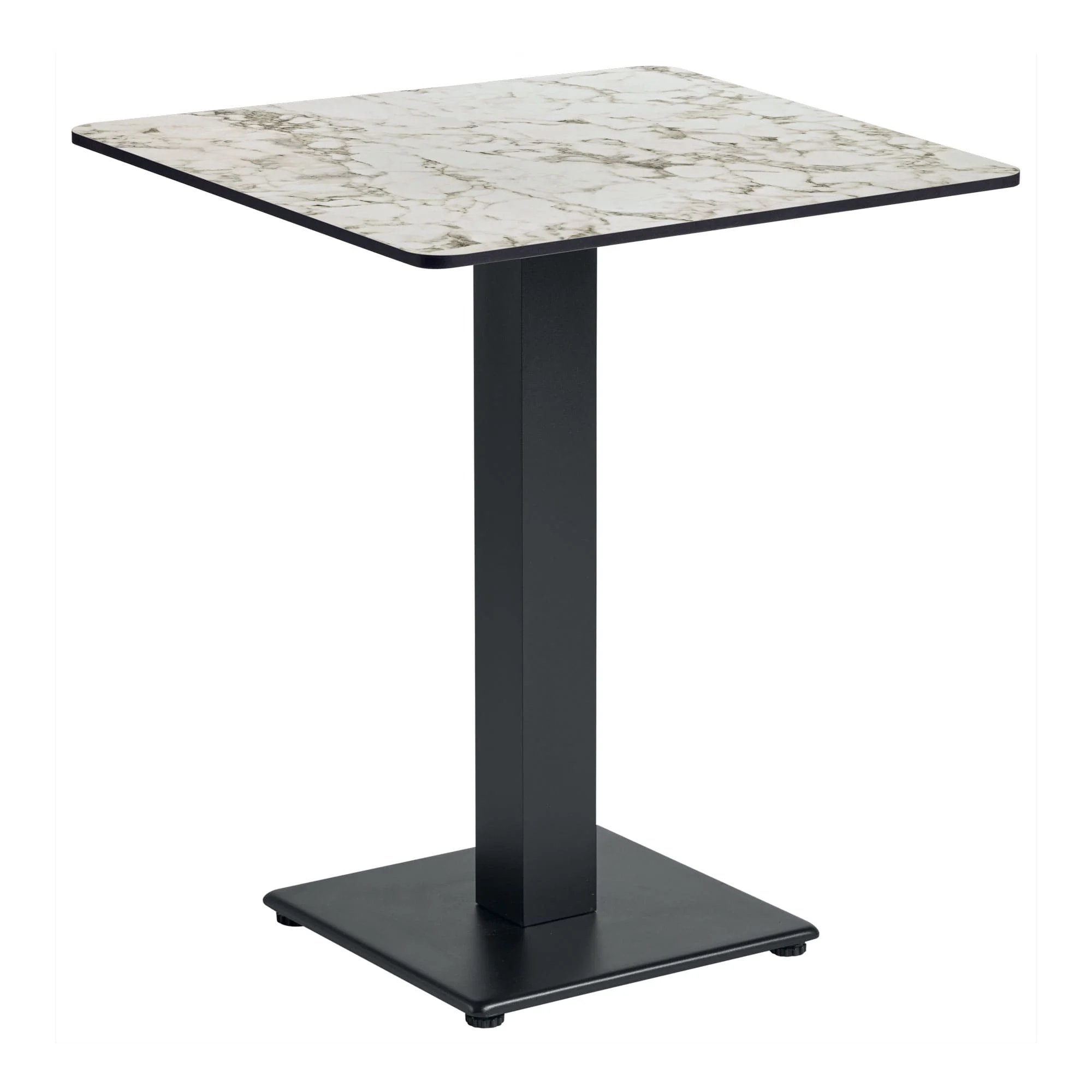 Extrema Dining Height Table Carrara Marble Anzio Small Square Base Black