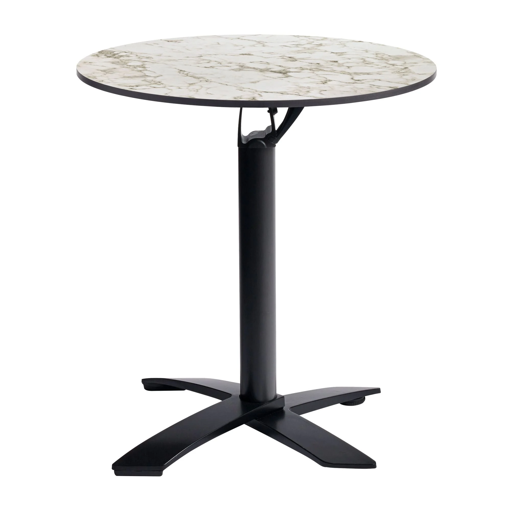 Extrema Dining Height Table Carrara Marble Arno Deluxe Flip Top Base Black