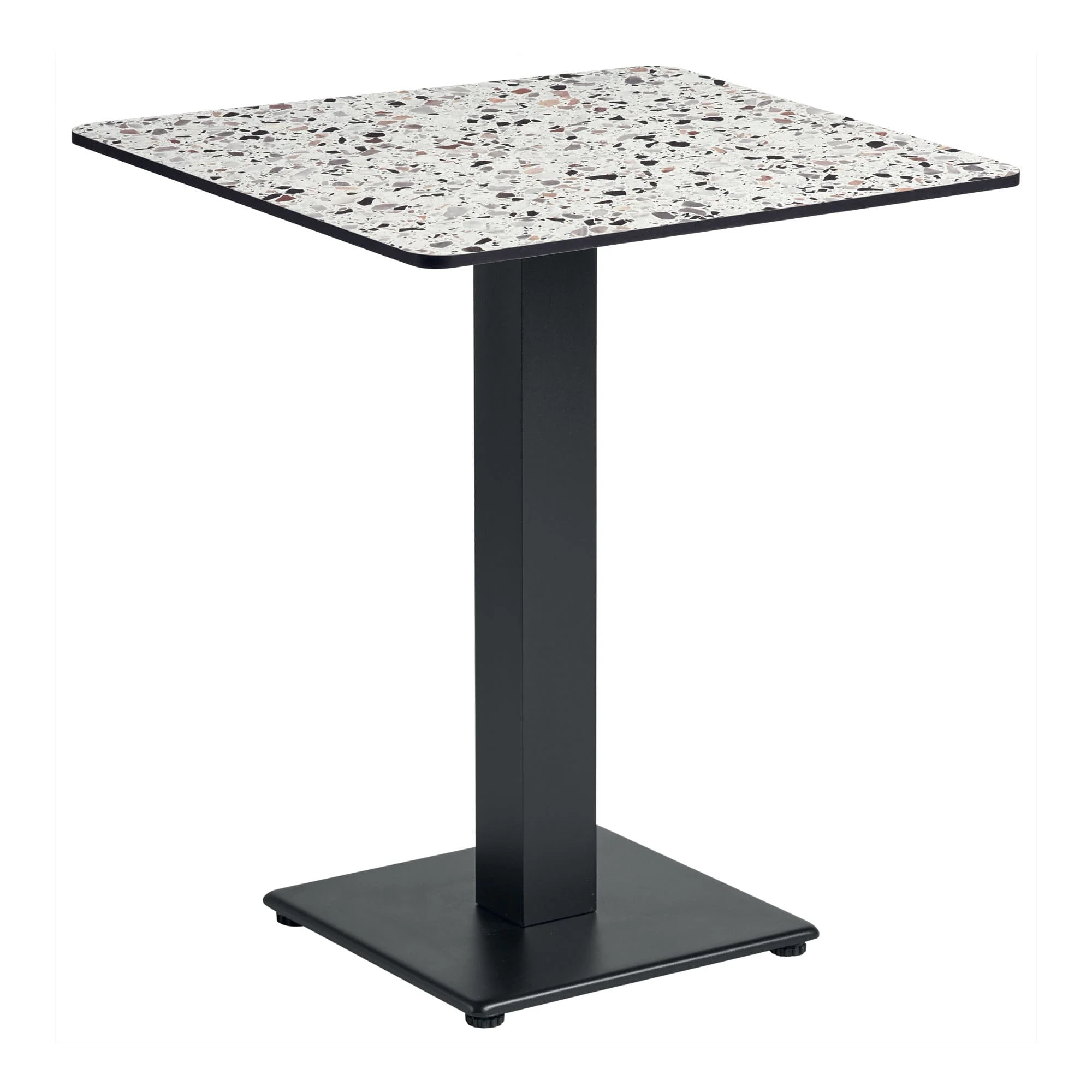Extrema Dining Height Table Mixed Terrazzo Anzio Small Square Base Black