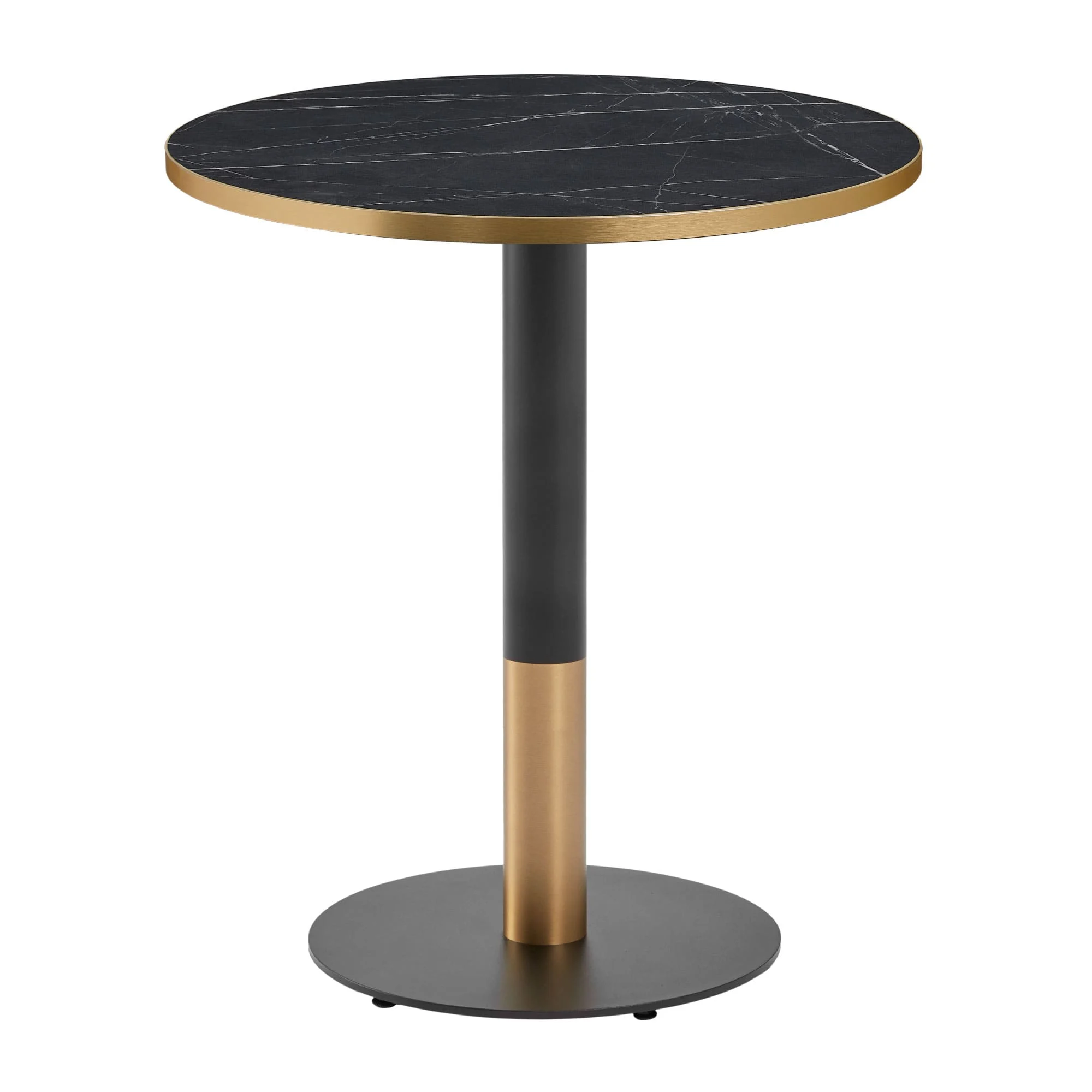 Omega Dining Height Table Black Marble Moderno Round Small Base Black and Gold
