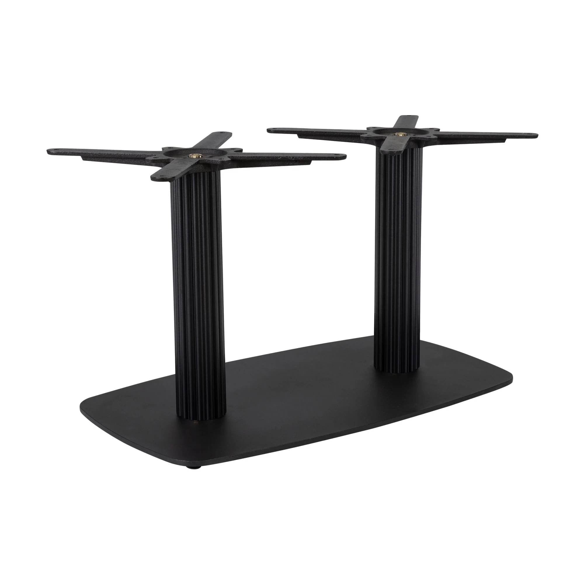 Boston Coffee Height Table Base Large Rectangular Radius Edges Fluted Black