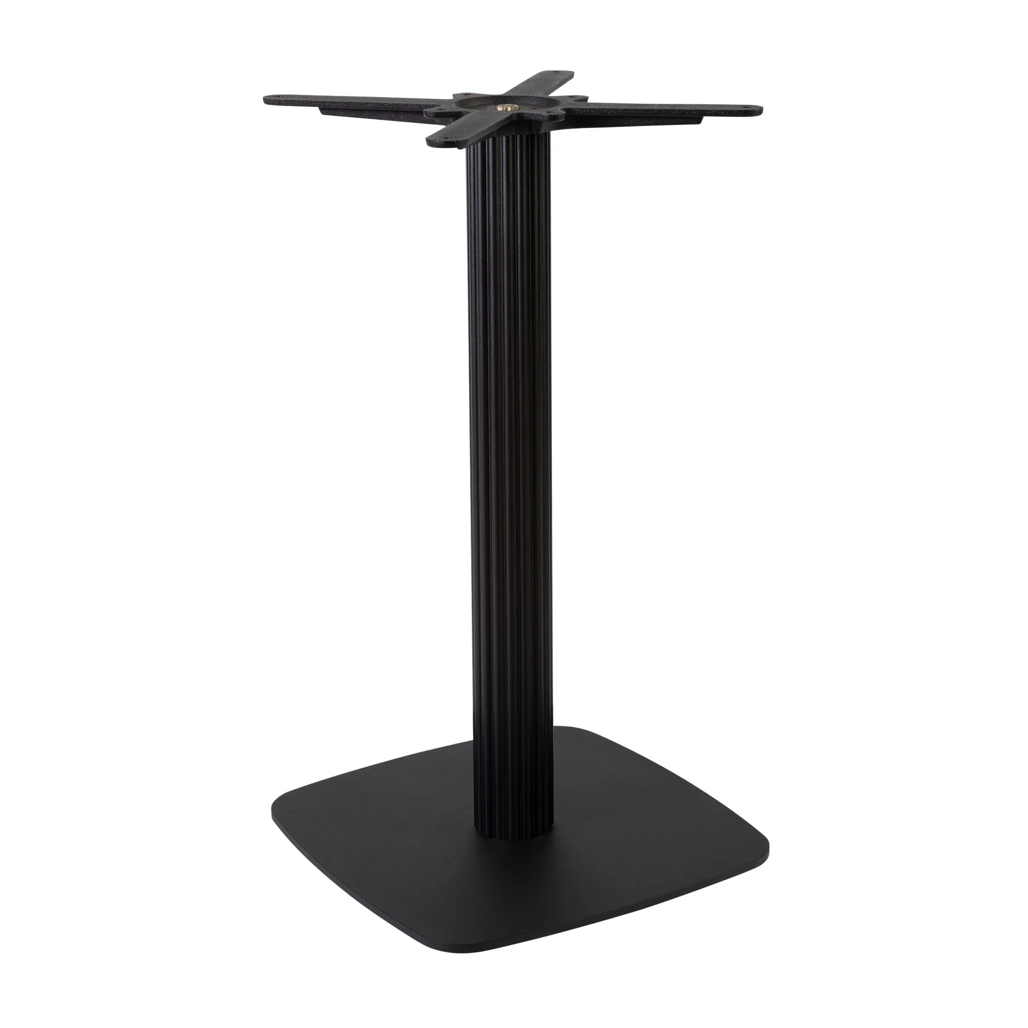 Boston Dining Height Table Base Small Square Radius Edges Fluted Black