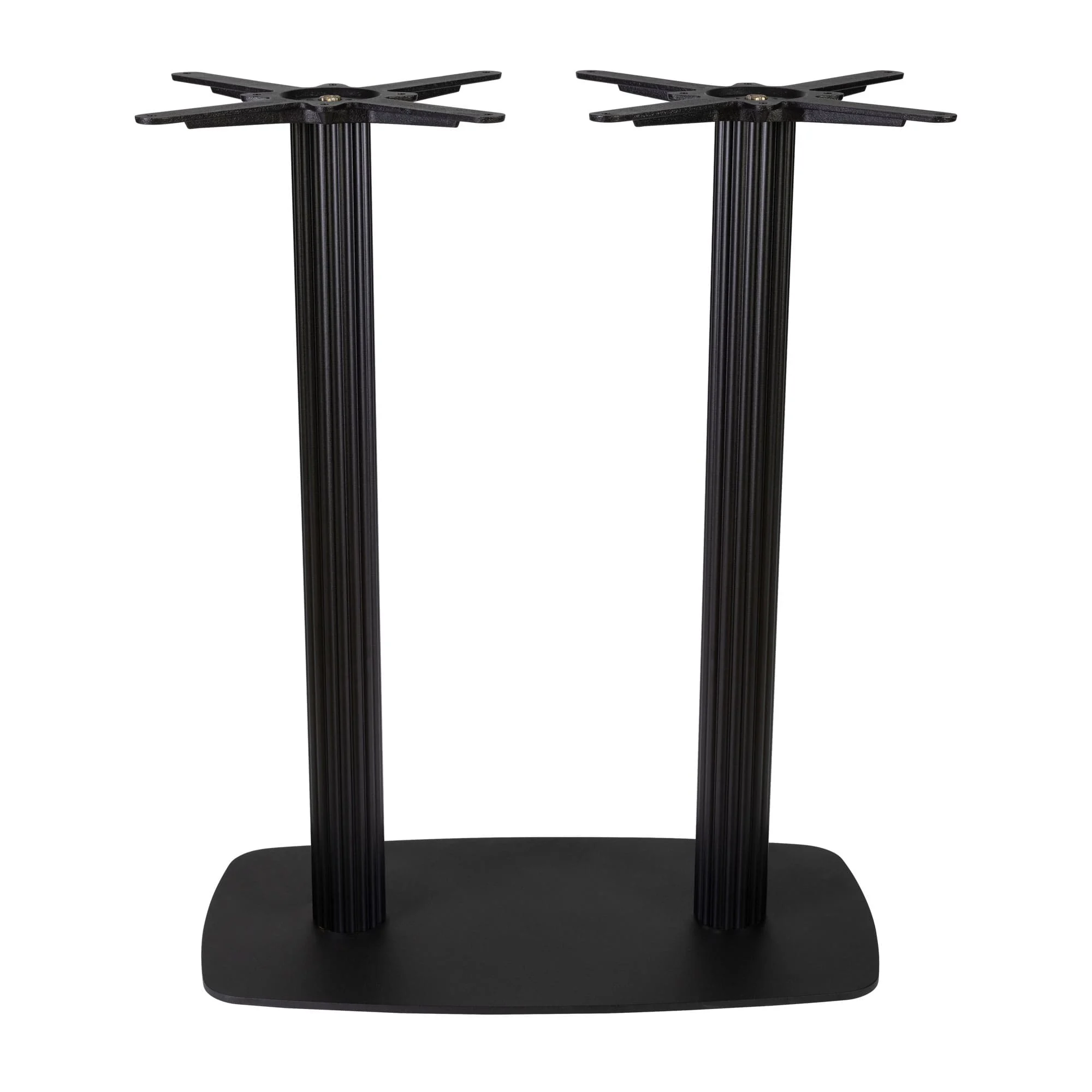 Boston Mid Height Table Base Large Rectangular Fluted Radius Edges Black Side