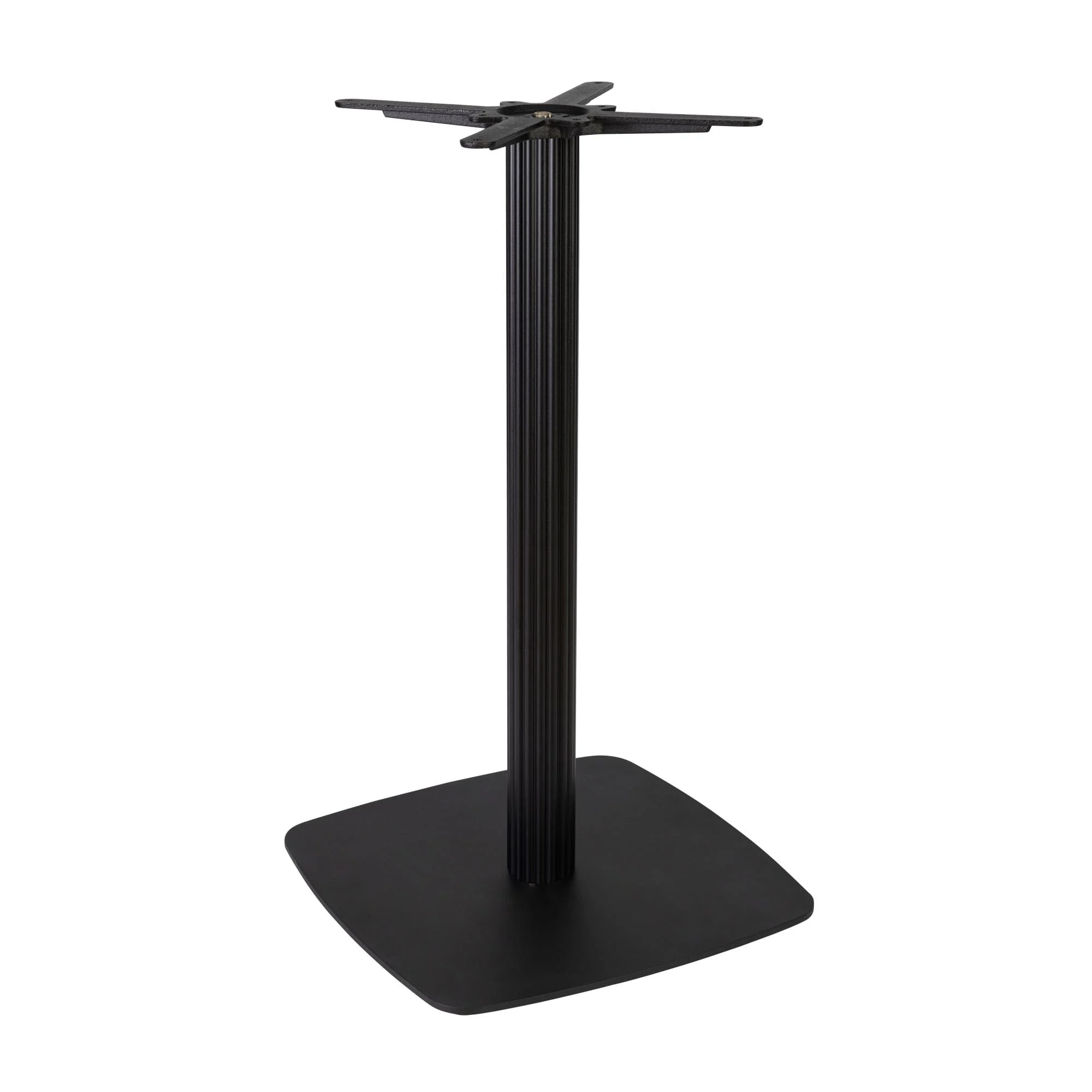 Boston Mid Height Table Base Large Square Fluted Radius Edges Black