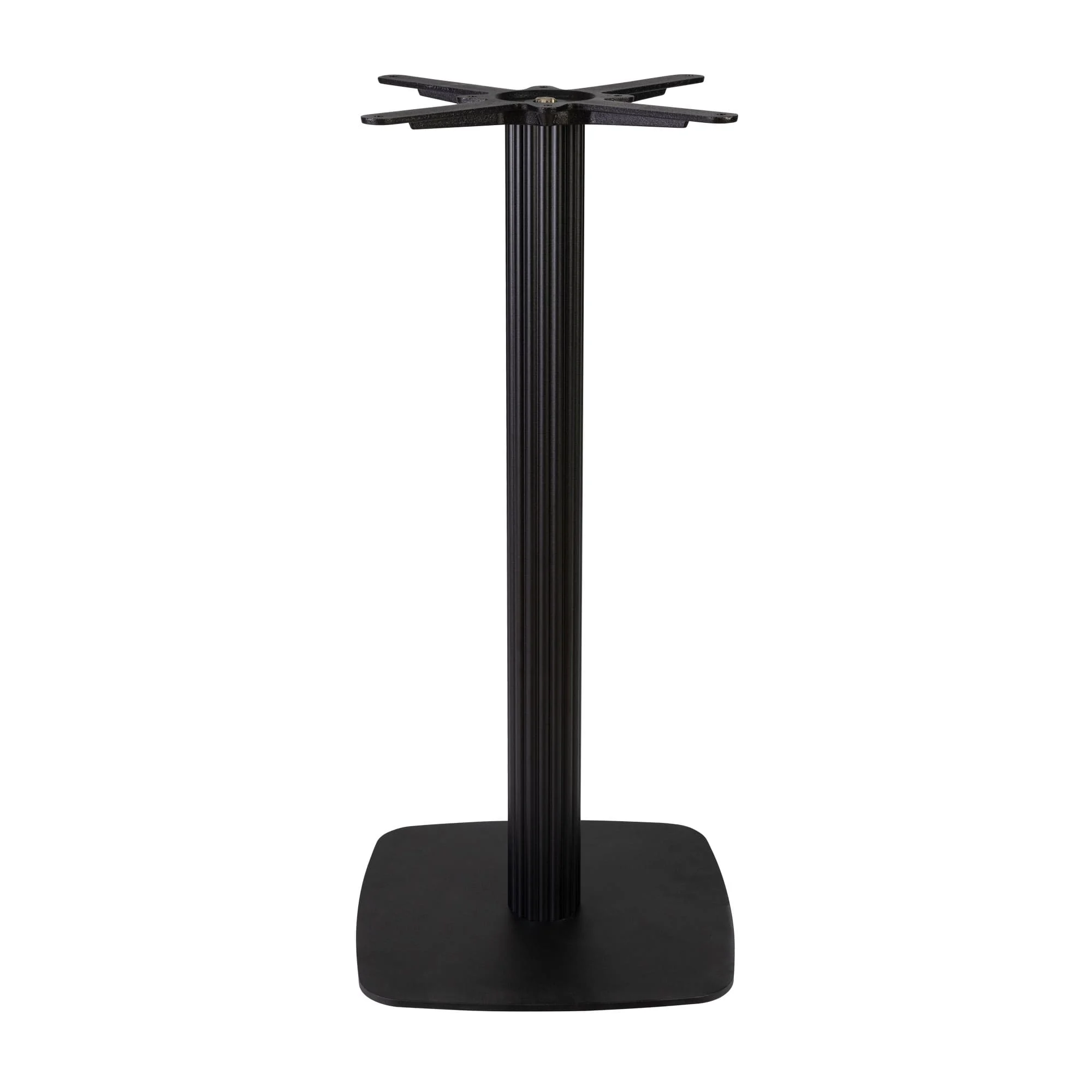 Boston Mid Height Table Base Small Square Fluted Radius Edges Black Side