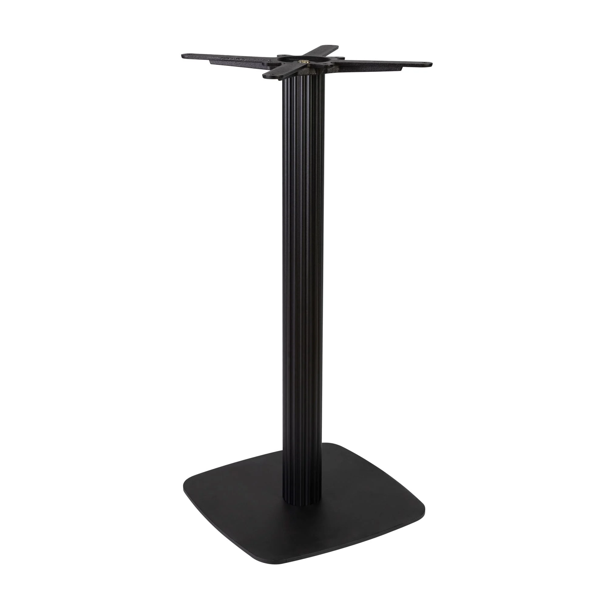 Boston Mid Height Table Base Small Square Fluted Radius Edges Black