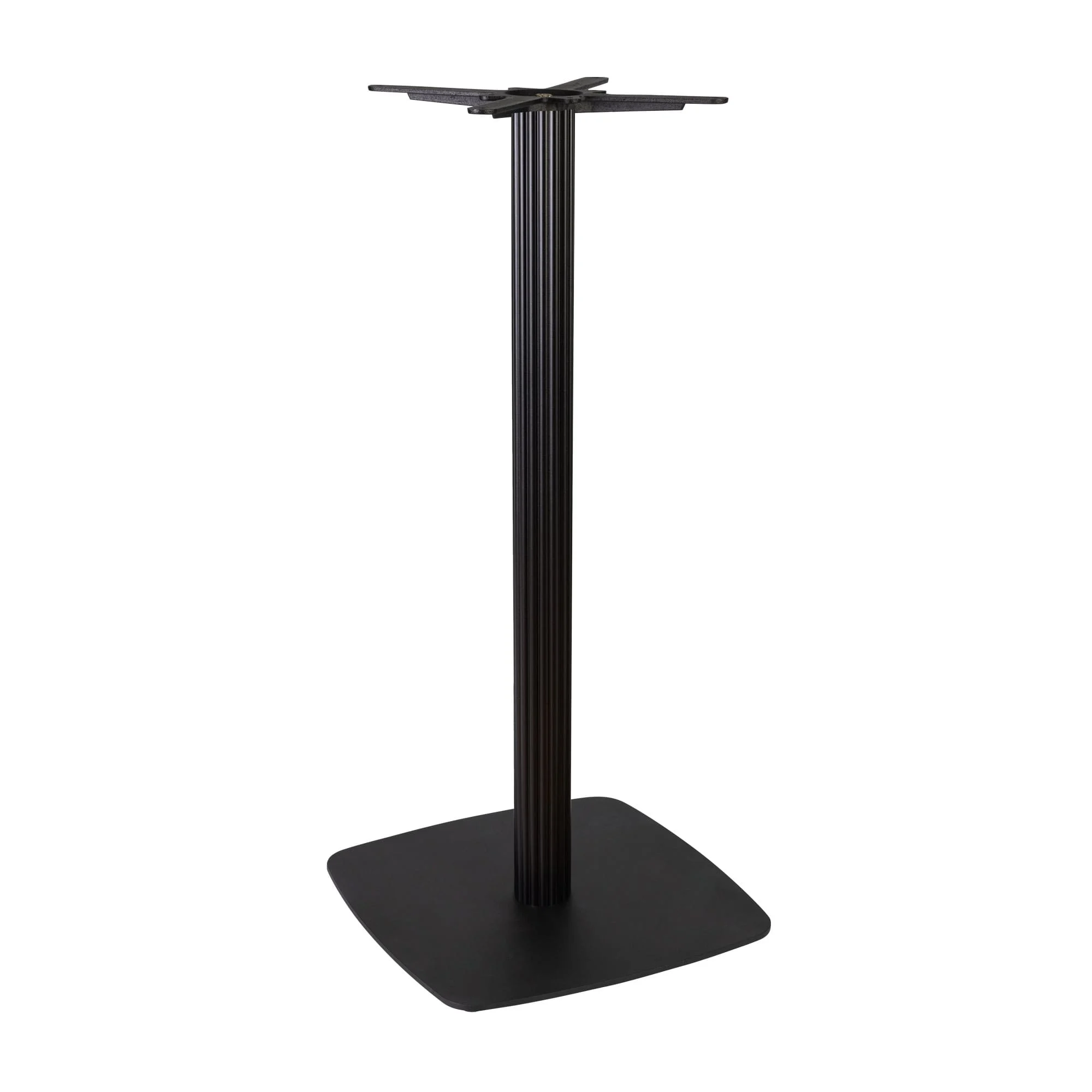 Boston Poseur Height Table Base Large Square Fluted Radius Edges Black
