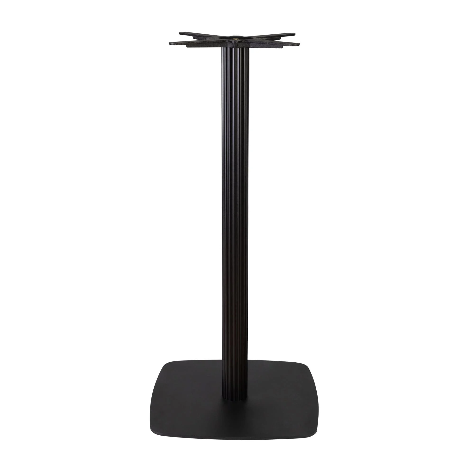 Boston Poseur Height Table Base Large Square Fluted Radius Edges Black Side