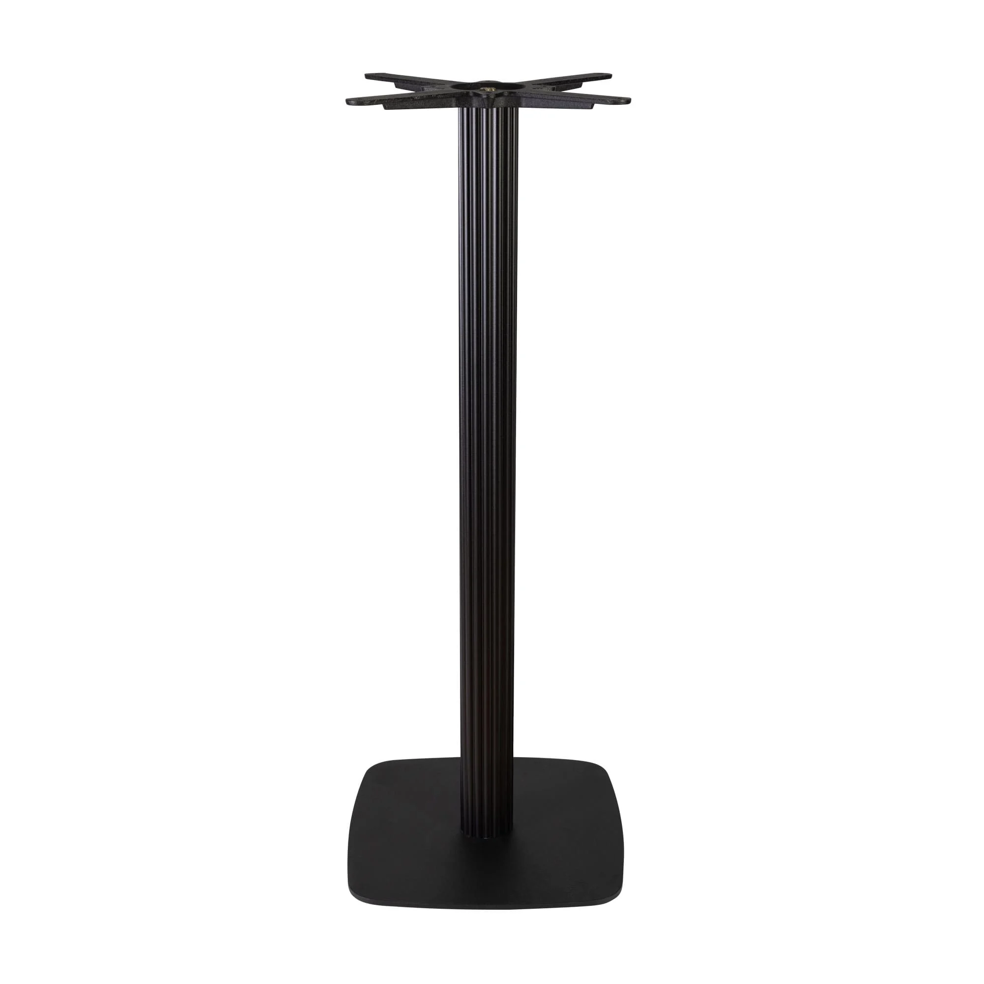 Boston Poseur Height Table Base Small Square Fluted Radius Edges Black Side