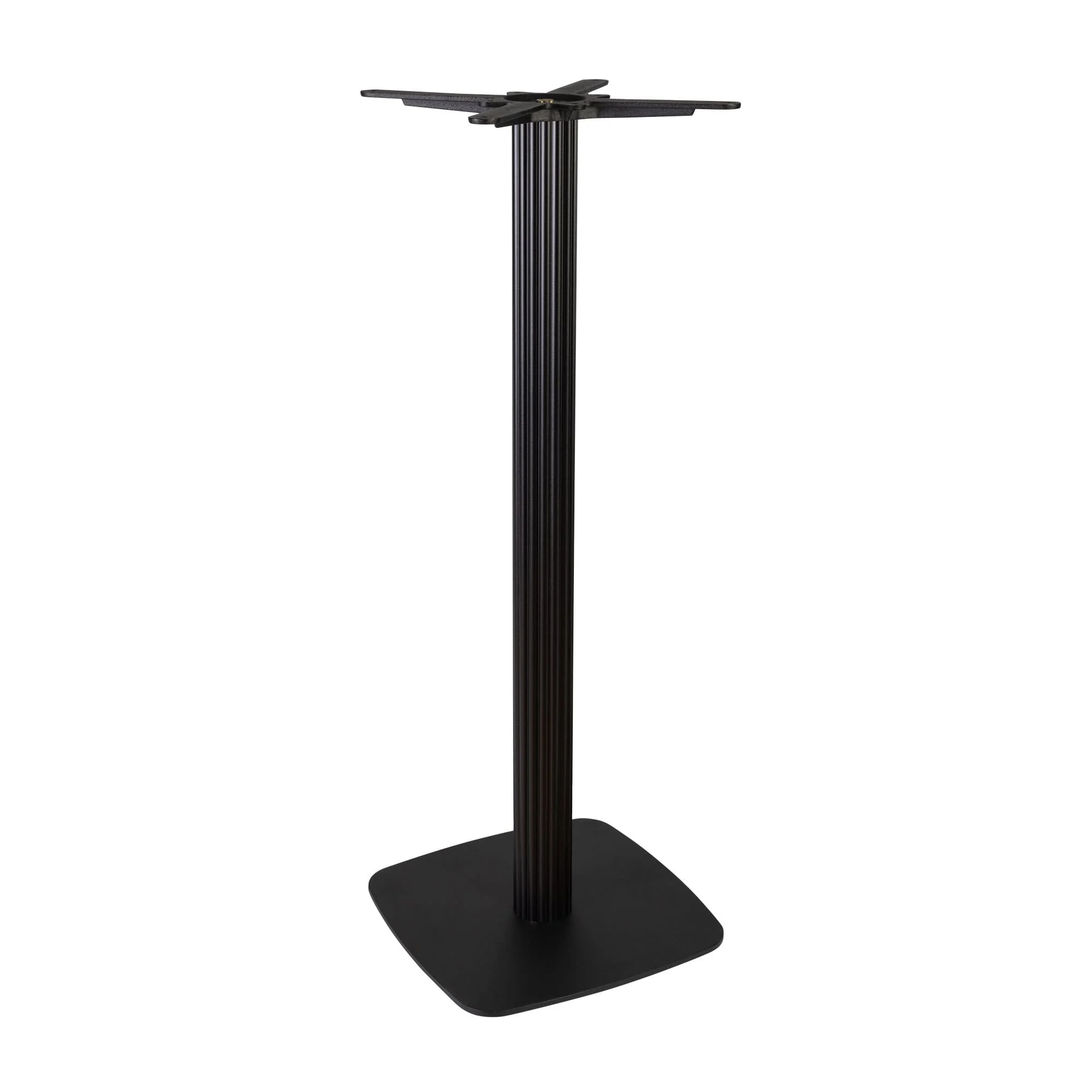 Boston Poseur Height Table Base Small Square Fluted Radius Edges Black