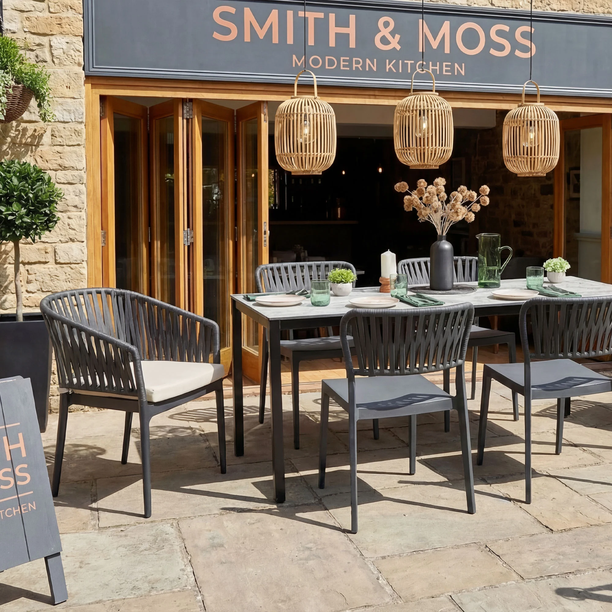 Portofino Armchair Side Chair Grey Square