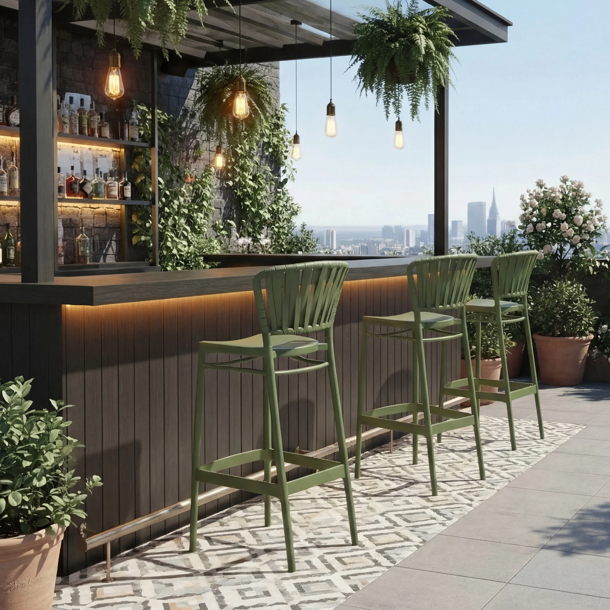 Portofino Bar Stool Green Square